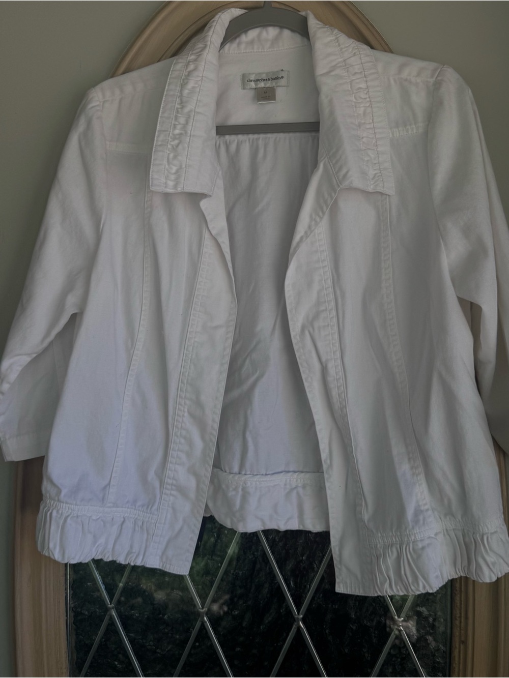 Christopher & Banks White Open-Front Jacket